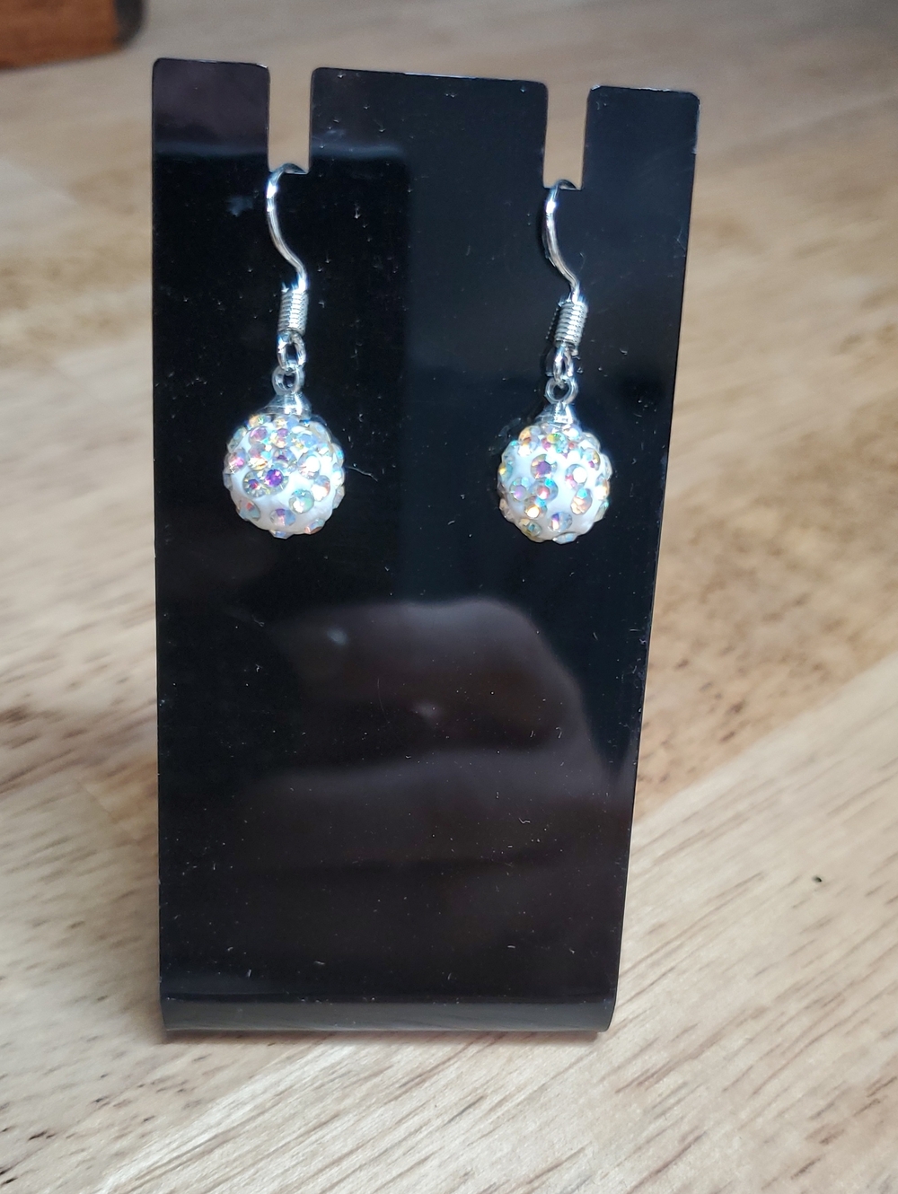 Sparkling White Crystal Ball Drop Earrings - Women Jewelry